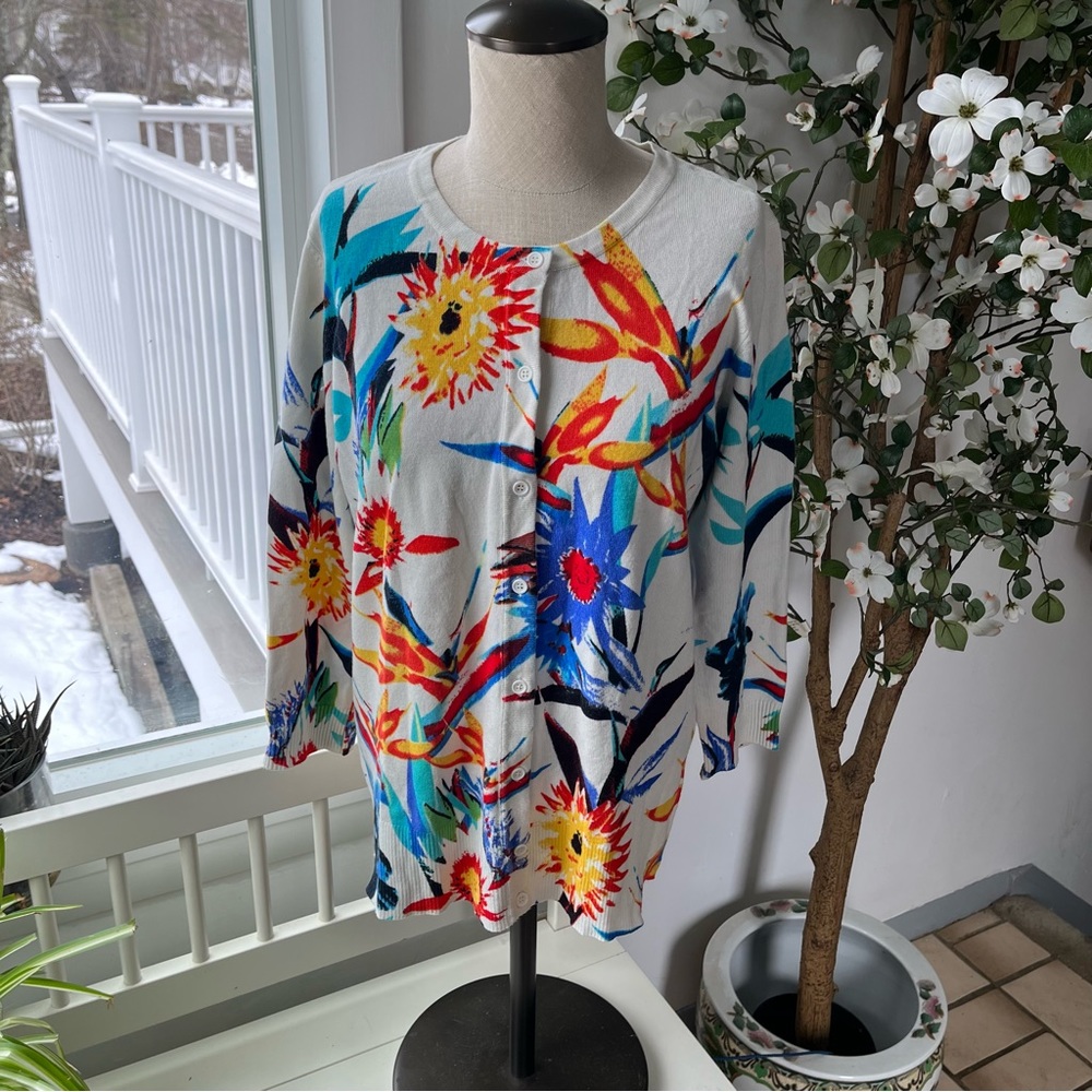 Vintage Grace Floral Print Cardigan, Size L
